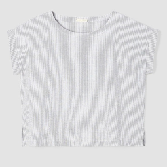 Eileen Fisher Organic Cotton Ripple Ballet Neck Top Striped lagenlook summer XL - Picture 15 of 15